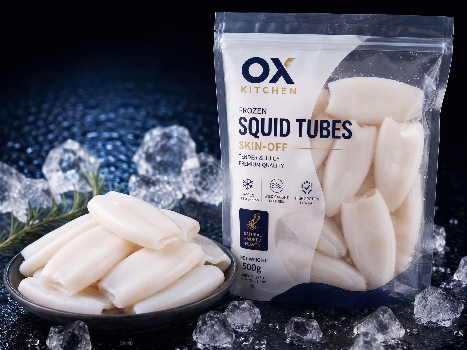 Frozen Squid Tubes (Skin Off)